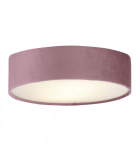 Ceiling lamp Drum 2 bulbs Plastic, velvet, mild steel white, pink, gel