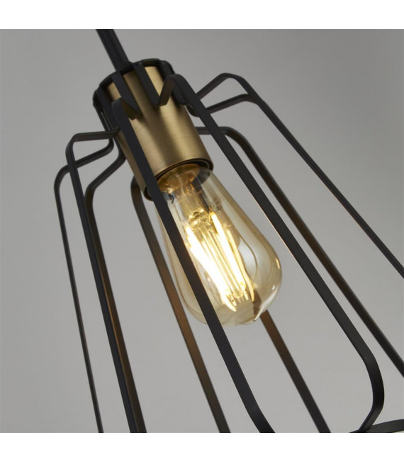 Suspension Melbourne 3 ampoules Acier doux Laiton antique,Noir sablé
