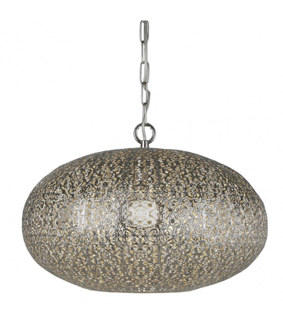 Fretwork pendant light Mild steel Chrome, shiny nickel 1 bulb 28cm
