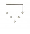 Quartz 5 bulb pendant Glass, stainless steel, mild steel Chrome, Clear