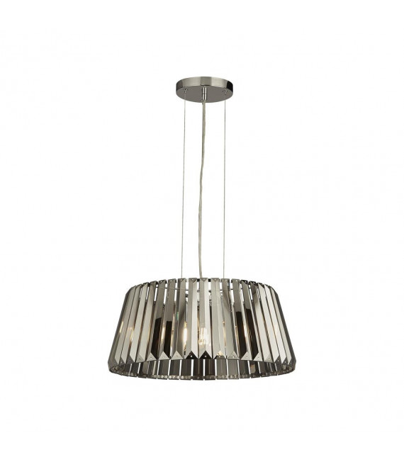 Tiara-Kristall-Pendelleuchte, Mild Chrome Steel, Smoked 5 Glühbirnen 22cm