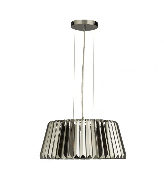 Tiara Crystal Pendant Light, Mild Chrome Steel, Smoked 5 bulbs 22cm