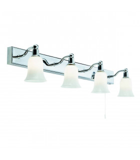 Lampada da specchio da bagno Belvue Vetro opalino cromato 4 lampadine 13 cm