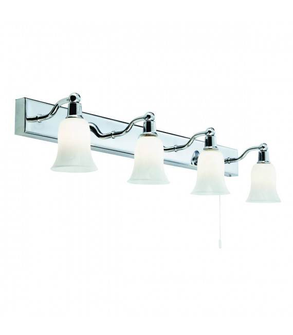 Applique pour miroir salle de bains Belvue Verre opal Chrome 4 ampoules 13cm