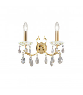 Wandleuchte Victoria 24 Karat Gold 2 Glühbirnen 20cm