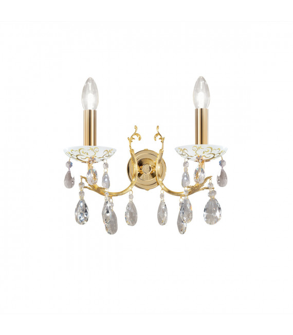 Applique murale Victoria 24 carats d'or 2 ampoules 20cm