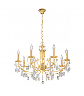 Candelabro Victoria oro 24 kilates sin pantallas 8 bombillas 55cm