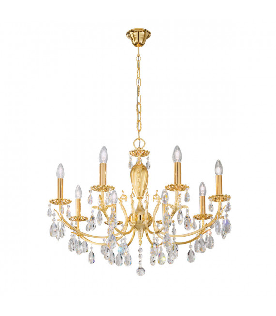Lampadario Victoria oro 24 carati senza paralumi 8 lampadine 55cm