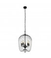 Shower Pendant Glass, Mild Steel Black, Clear 5 bulbs 56cm