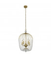 Glass shower pendant light, painted gold mild steel, transparent 5 bulbs 56cm
