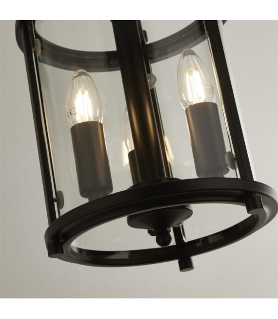 Suspension lanterne Bevelled Verre,acier doux Noir,Transparent 3 ampoules 44cm