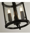 Bevelled Lantern Pendant Glass,Mild Steel Black,Clear 3 Bulbs 44cm