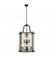 Lantern pendant light Lantern Glass, mild steel Black, Clear 8 bulbs 75cm