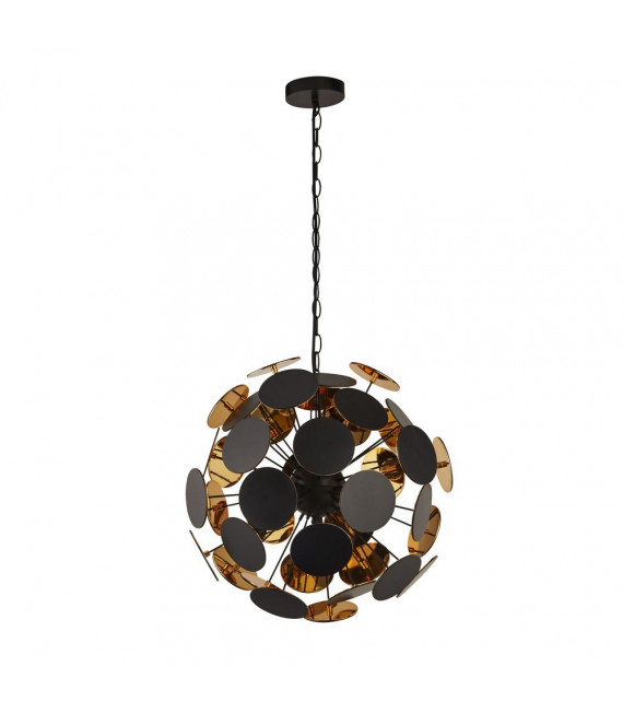 Ciondolo Discus in plastica nera 4 lampadine 47cm