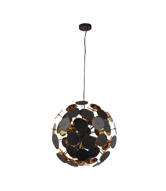 Diskus-Anhänger aus schwarzem Kunststoff, 6 Glühbirnen, 54 cm