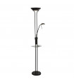 Lampadaire avec liseuse Wireless 1 ampoule Verre,acier doux Noir mat,Transparent,givré