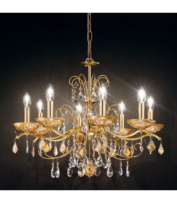 Chandelier without lampshades Carmen 24 carats gold 8 bulbs 52cm