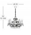 Chandelier sans abats jours Carmen 24 carats d'or 8 ampoules 52cm