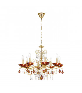 Chandelier sans abats jours Carmen 24 carats d'or 8 ampoules 52cm