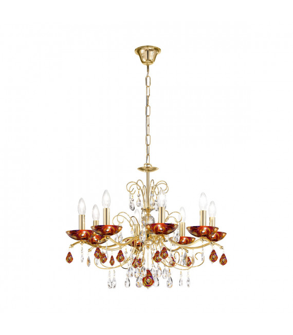 Kronleuchter ohne Lampenschirme Carmen 24 Karat Gold 8 Glühbirnen 52cm