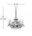 Chandelier sans abats jours Carmen 24 carats d'or 8 ampoules 52cm