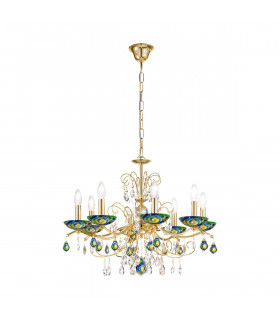 Chandelier sans abats jours Carmen 24 carats d'or 8 ampoules 52cm