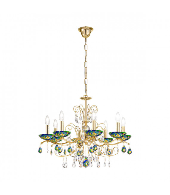 Chandelier without lampshades Carmen 24 carats gold 8 bulbs 52cm