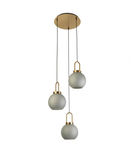 3-bulb Snowdrop pendant Glass, mild steel Brass, acid-etched glass