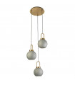 Suspension Snowdrop 3 ampoules Verre,acier doux Laiton,verre acide