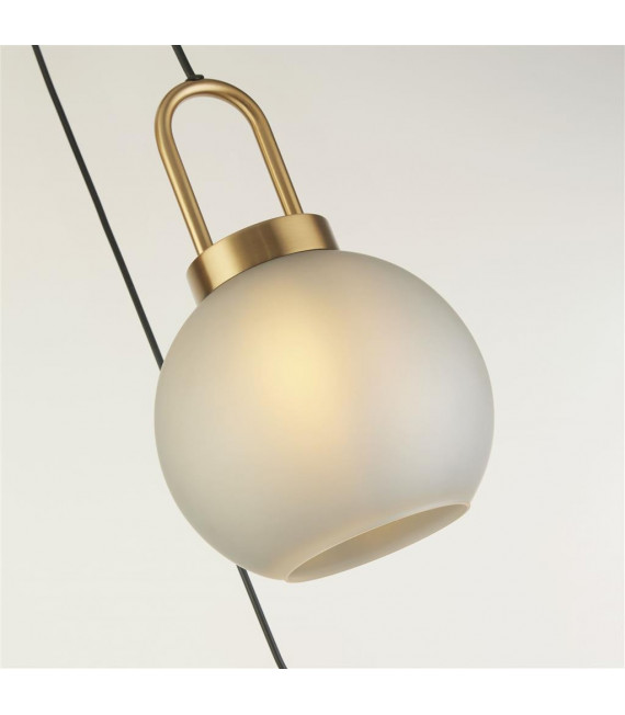 3-bulb Snowdrop pendant Glass, mild steel Brass, acid-etched glass