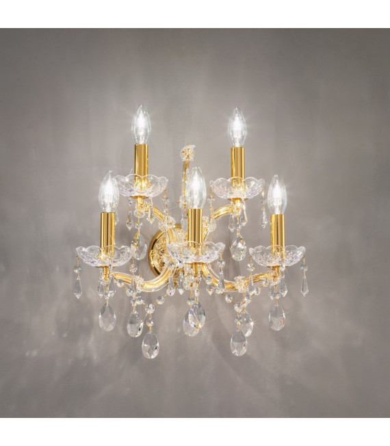 Lampada da parete Schönbrunn oro 24 carati 5 lampadine 37cm