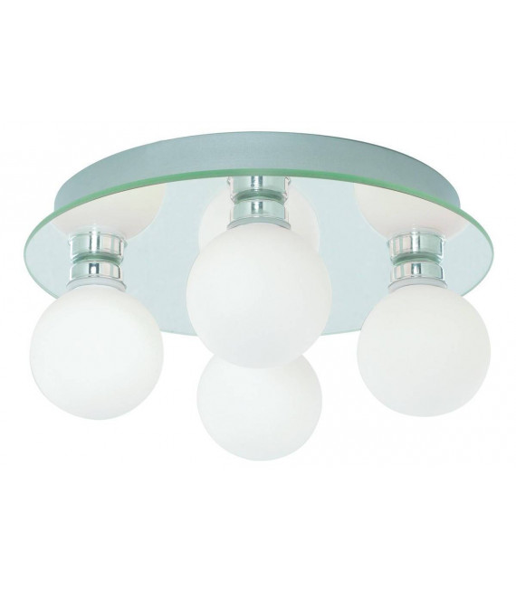 Plafón Global Cristal Opal Cromo 4 bombillas 11cm