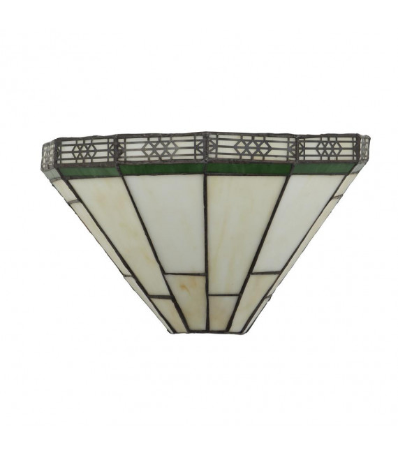 Aplique de pared New York 1 bombilla Tiffany vidrio, acero Negro, verde, Nacarado