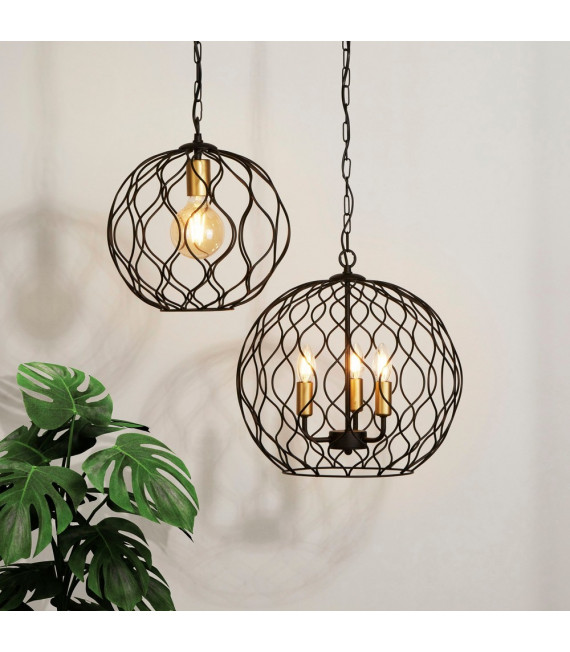 Lampada a sospensione Finesse Acciaio dolce Nero opaco 1 lampadina 33cm
