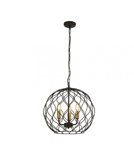 Lampada a sospensione Finesse Acciaio dolce Nero opaco 3 lampadine 41cm