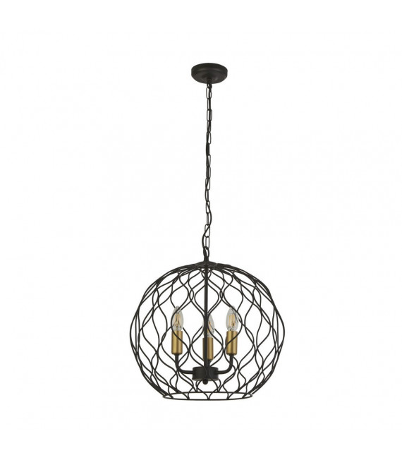 Lampada a sospensione Finesse Acciaio dolce Nero opaco 3 lampadine 41cm