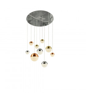 Ciondolo pianeti Acciaio dolce Cromo 9 lampadine 153cm