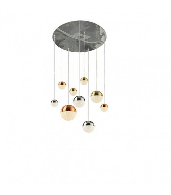 Ciondolo pianeti Acciaio dolce Cromo 9 lampadine 153cm