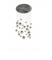 Suspension Planets 27 ampoules Acrylique,acier doux Chrome,laiton satiné,cuivre,Transparent