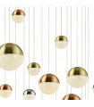Suspension Planets 27 ampoules Acrylique,acier doux Chrome,laiton satiné,cuivre,Transparent