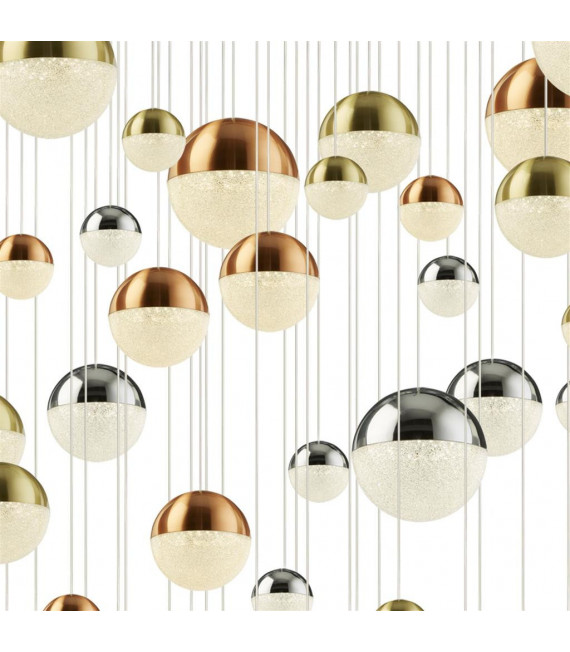 Lampada a sospensione Planets 55 lampadine Vetro, acrilico, acciaio dolce Cromo, ottone satinato, rame, Trasparente