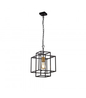 Crate pendant light Mild steel Matte black 1 bulb 76.5cm
