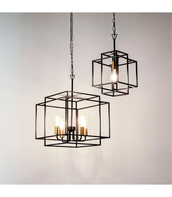 Lampada a sospensione Crate Acciaio dolce Nero opaco 1 lampadina 76,5 cm