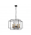Suspension Crate Acier doux Noir mat 4 ampoules 86cm