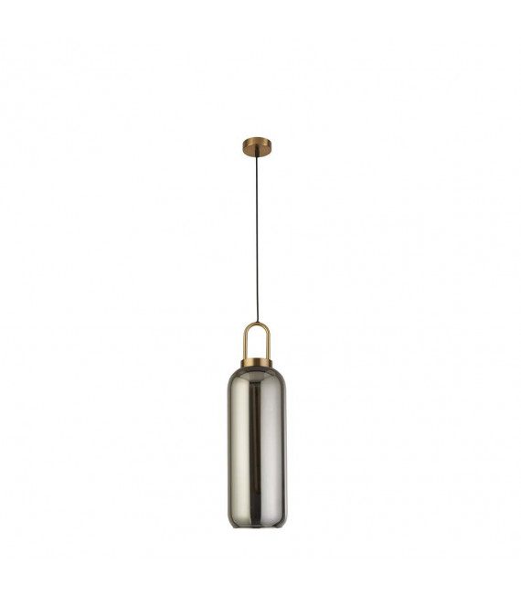 Suspension design Pipette Verre,acier doux Laiton,verre fumé 1 ampoule 53,5cm