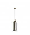 Suspension design Pipette Verre,acier doux Laiton,verre fumé 1 ampoule 53,5cm