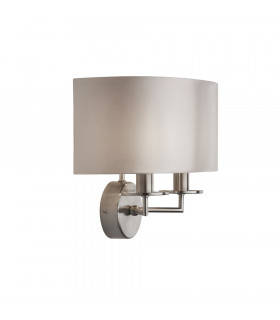 Knightsbridge Lampe mit 2 Leuchten, 26 cm, aus Flussstahl, silberfarben, mit Schirm