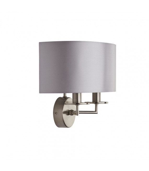 Knightsbridge Lampe mit 2 Leuchten, 26 cm, aus Flussstahl, silberfarben, mit Schirm
