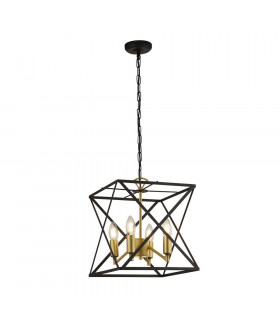 Ciondolo Hexa Acciaio dolce Nero 4 lampadine 34,5 cm