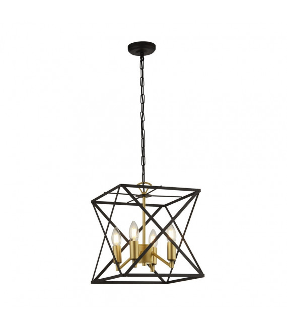 Hexa pendant Mild steel Black 4 bulbs 34.5cm
